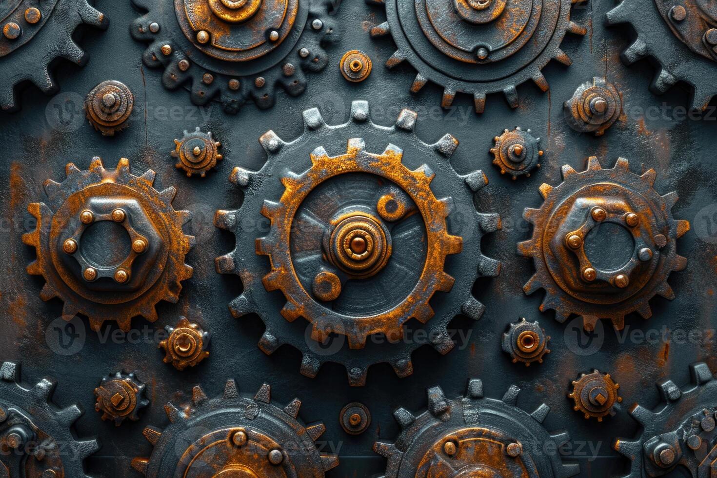 AI generated Details The gear is made of metal. Mechanical gears made of steel photo