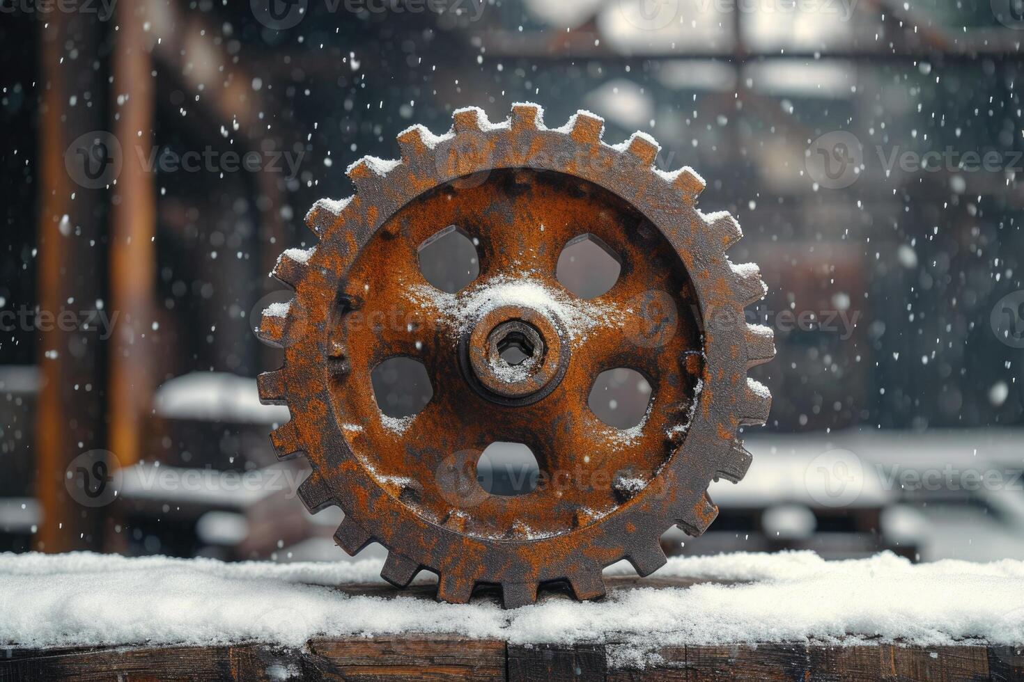 AI generated Details The gear is made of metal. Mechanical gears made of steel photo