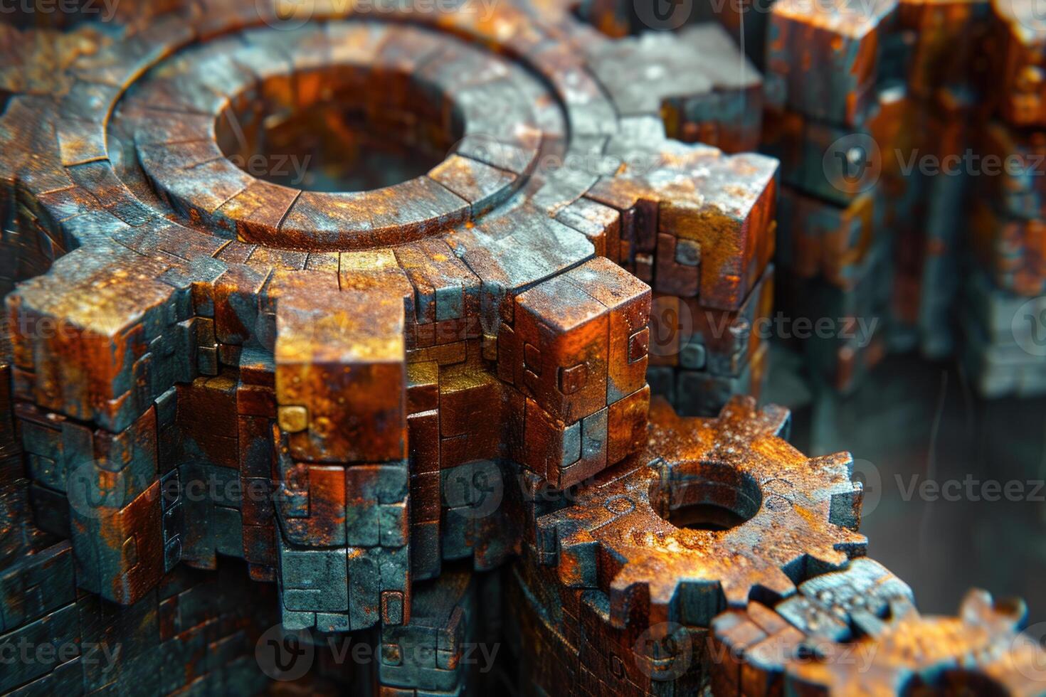 AI generated Details The gear is made of metal. Mechanical gears made of steel photo