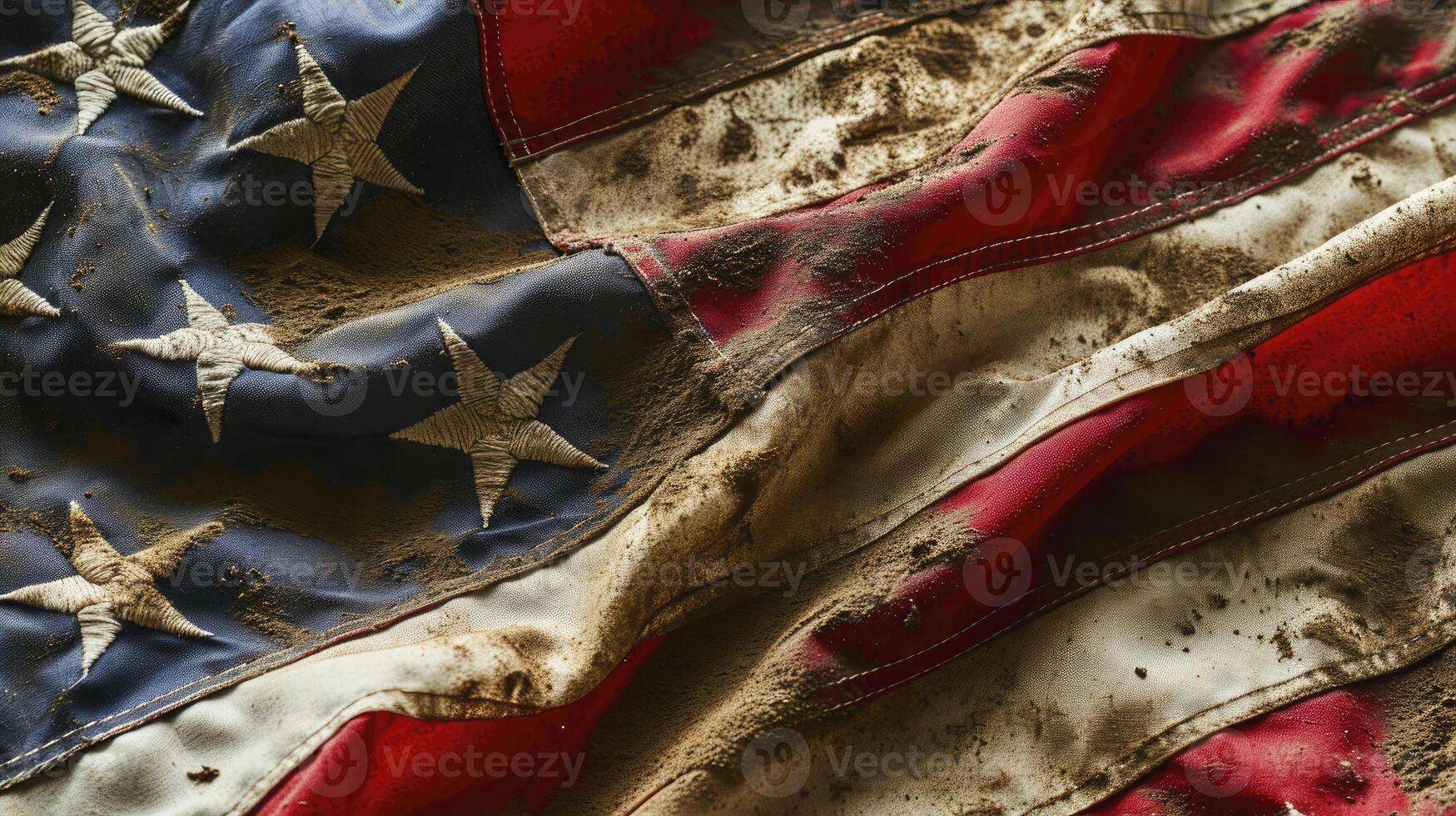 AI generated Dirty flag of the United States of America, symbolic image for destroyed and broken United States of America photo