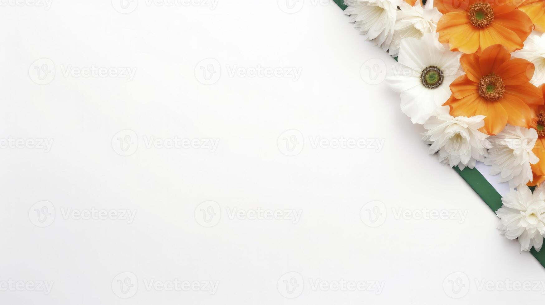 AI generated Flowers with white background space photo