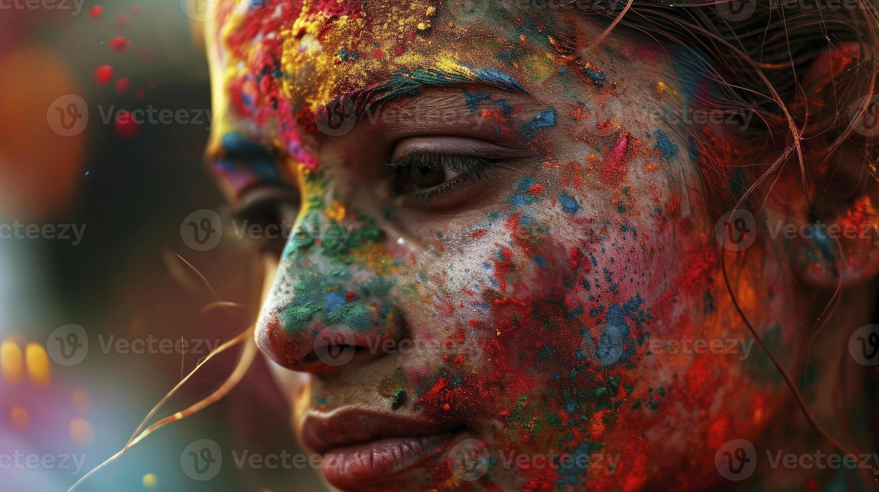 ai generado holi pintado niña foto