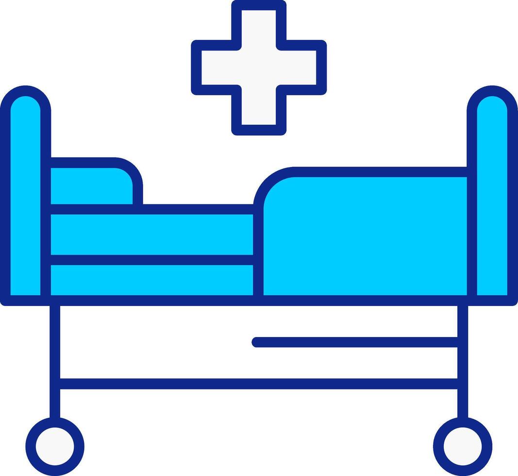 hospital cama azul lleno icono vector