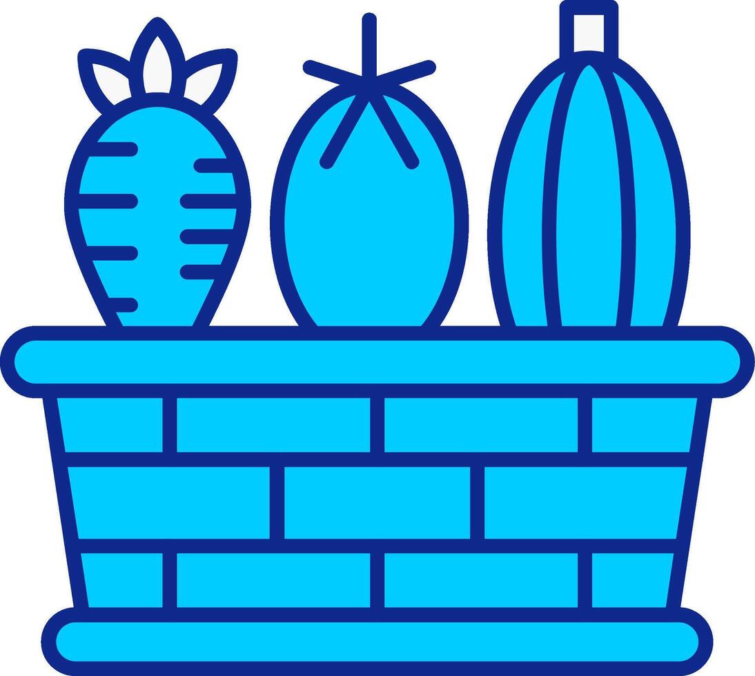 Vegetable Basket Blue Filled Icon vector