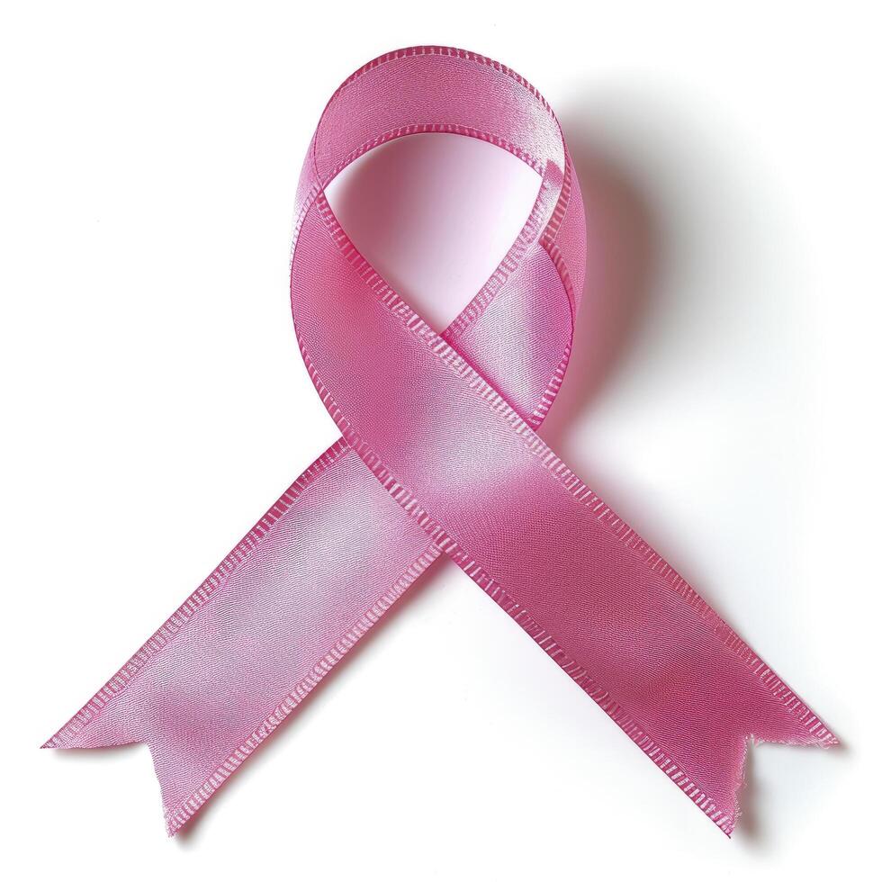 ai generado rosado cinta, pecho cáncer conciencia símbolo, aislado en un blanco antecedentes. nacional pecho cáncer conciencia mes. foto