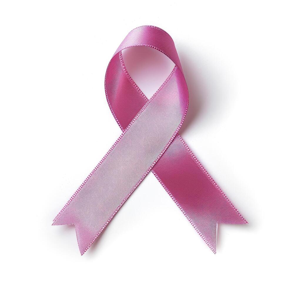 ai generado rosado cinta, pecho cáncer conciencia símbolo, aislado en un blanco antecedentes. nacional pecho cáncer conciencia mes. foto