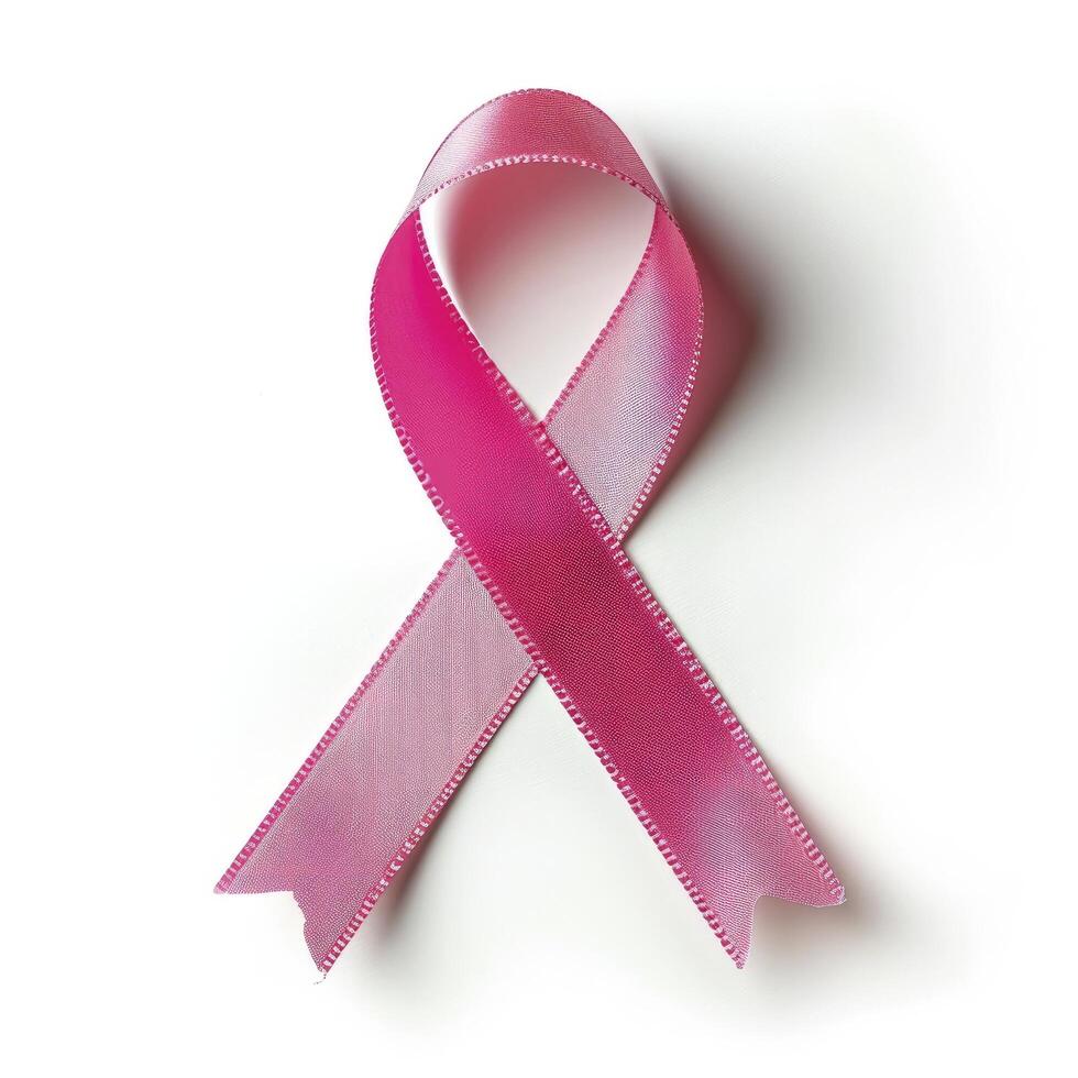 ai generado rosado cinta, pecho cáncer conciencia símbolo, aislado en un blanco antecedentes. nacional pecho cáncer conciencia mes. foto