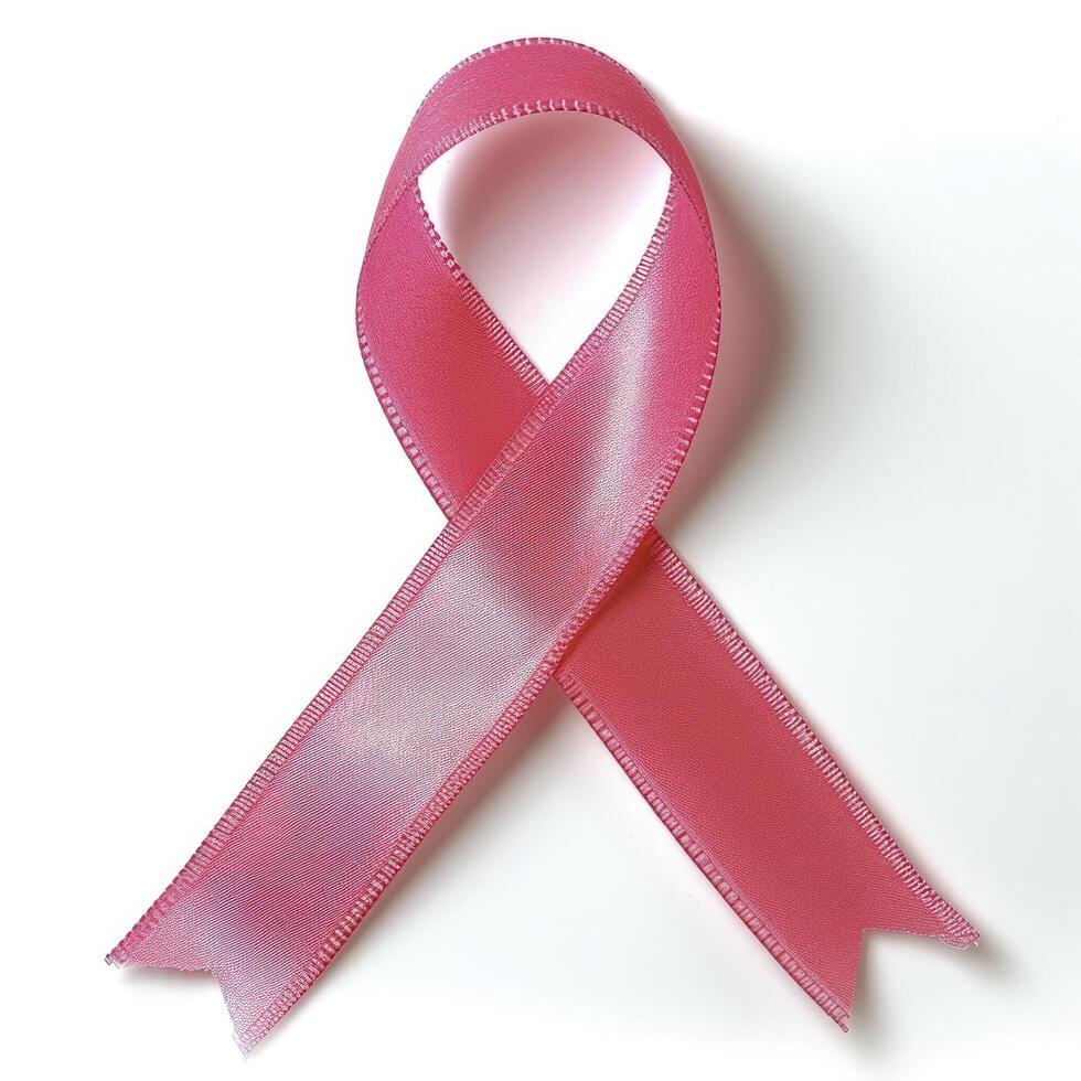 AI generated Pink ribbon, breast cancer awareness symbol, isolated on a white background. National Breast Cancer Awareness Month. photo