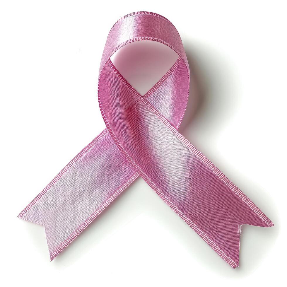 AI generated Pink ribbon, breast cancer awareness symbol, isolated on a white background. National Breast Cancer Awareness Month. photo