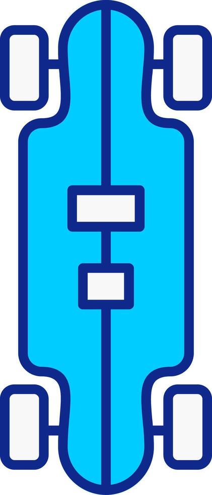 longboard azul lleno icono vector