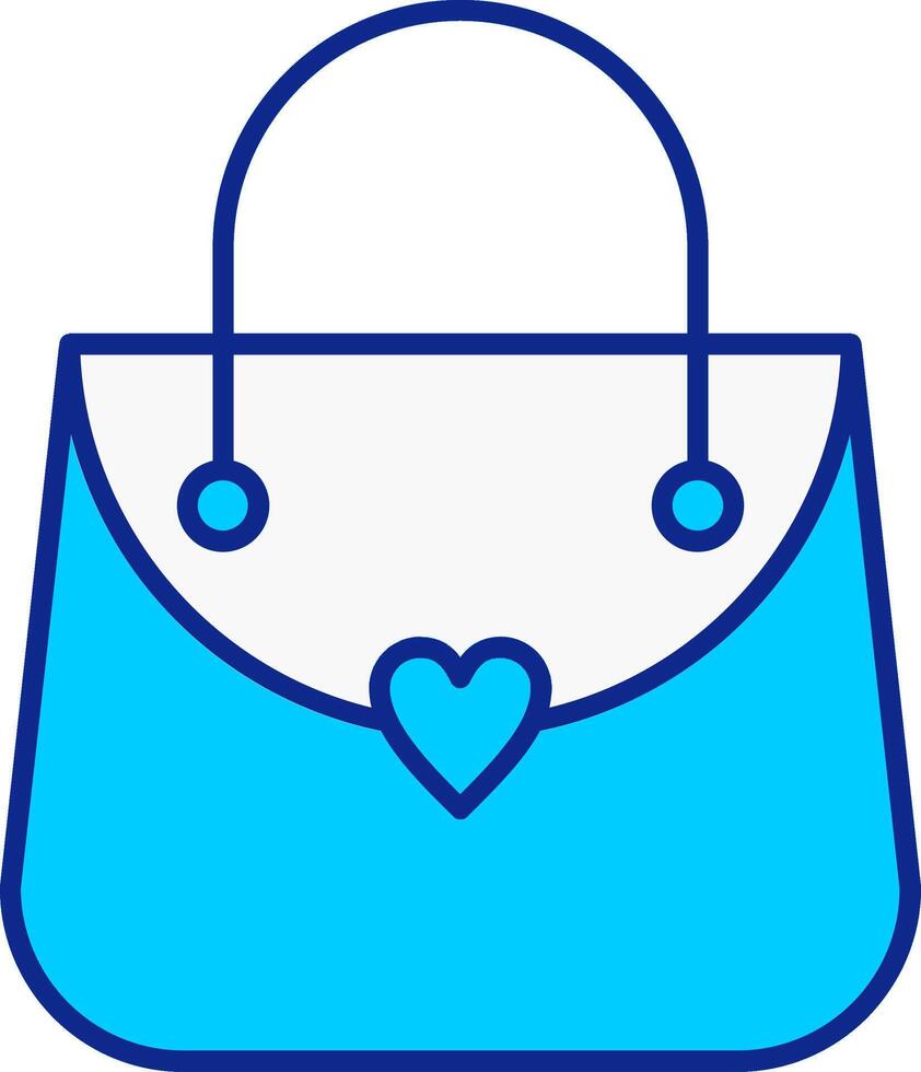 bolso azul lleno icono vector