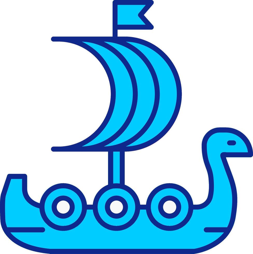 Viking Ship Blue Filled Icon vector