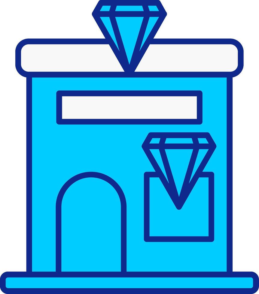 joyería tienda azul lleno icono vector