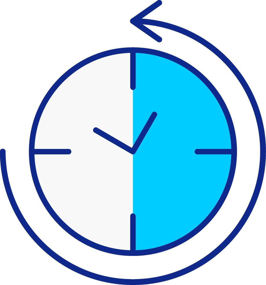 anti agujas del reloj azul lleno icono vector