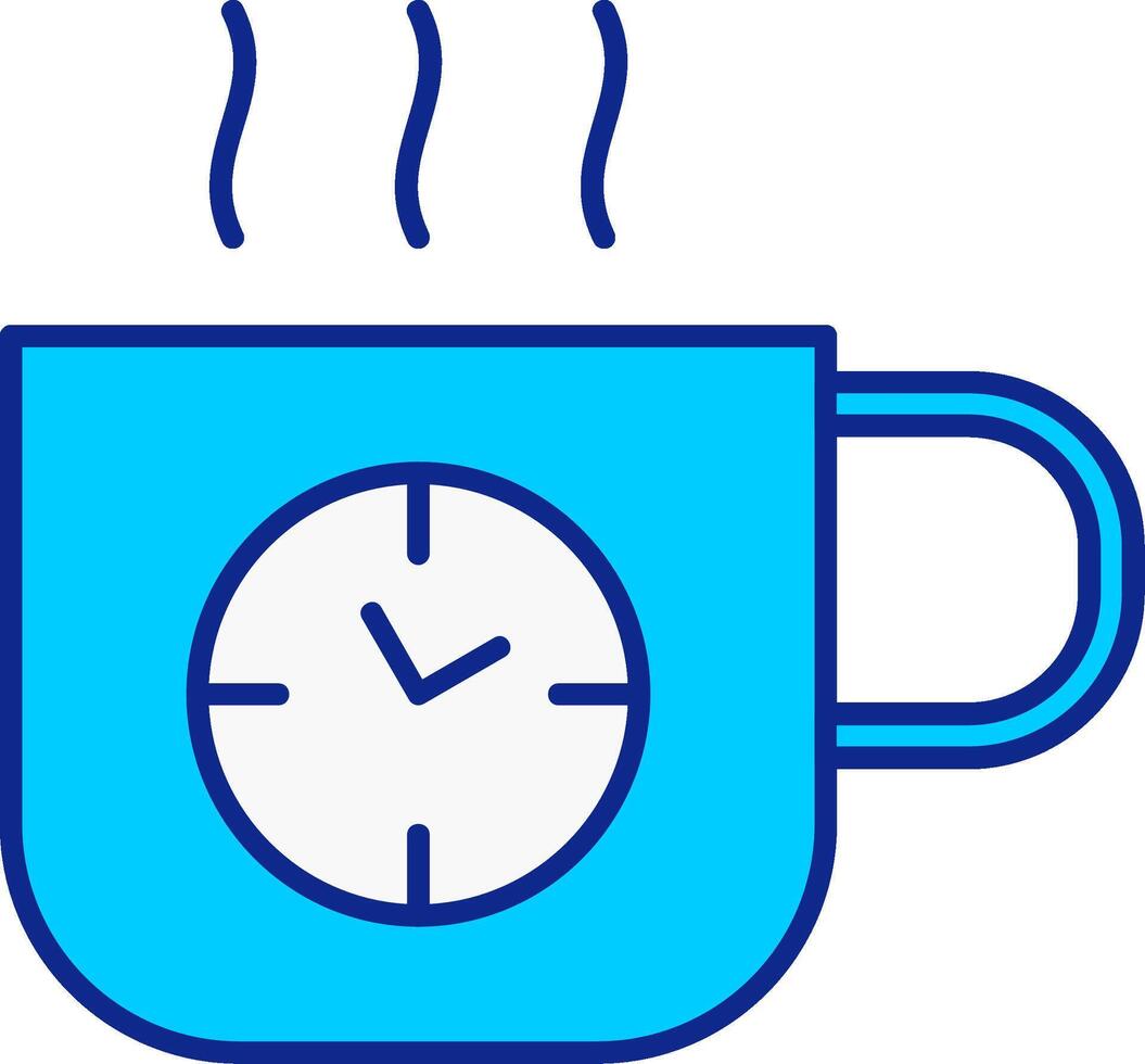 café hora azul lleno icono vector