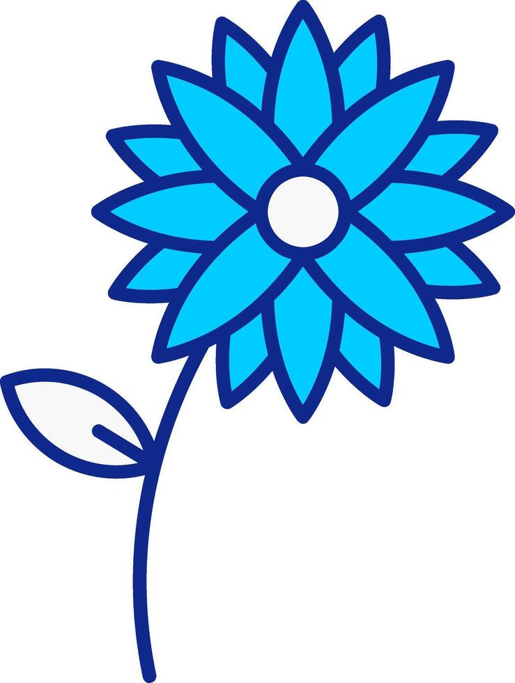 flor azul lleno icono vector