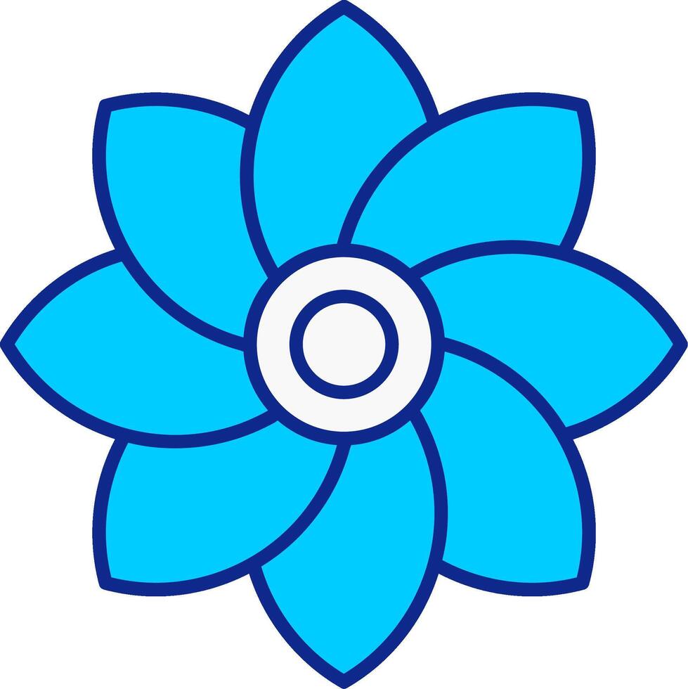 flor azul lleno icono vector