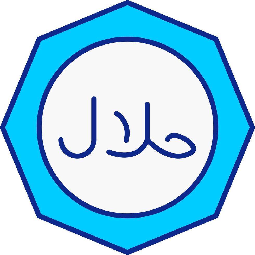 halal azul lleno icono vector