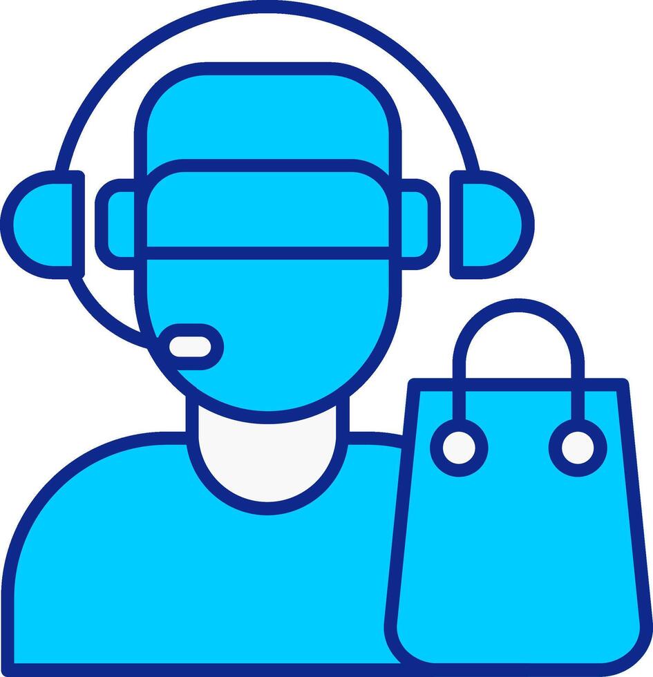 Customer Service Agent Blue Filled Icon vector