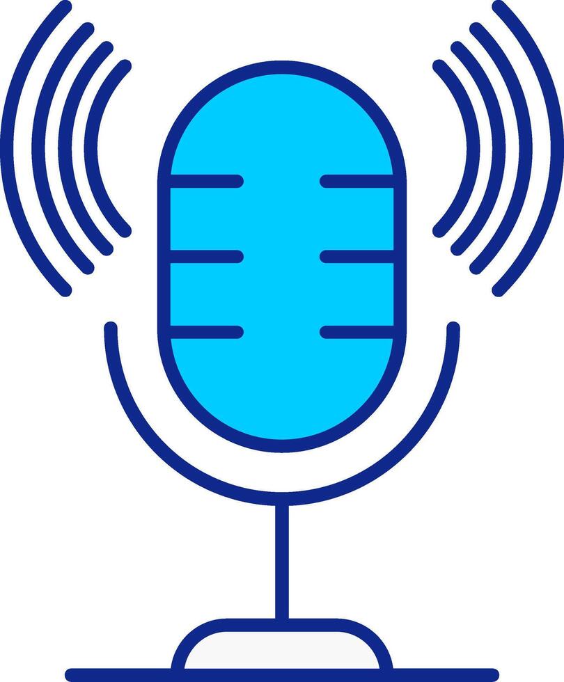 micrófono azul lleno icono vector