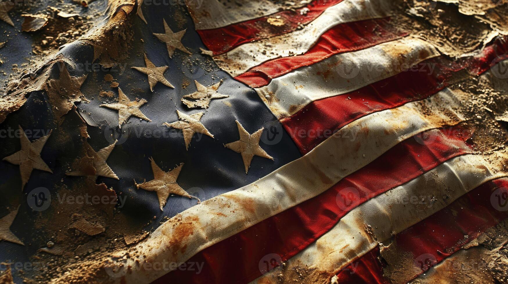 ai generado sucio bandera de el unido estados de America, simbólico imagen para destruido y roto unido estados de America foto