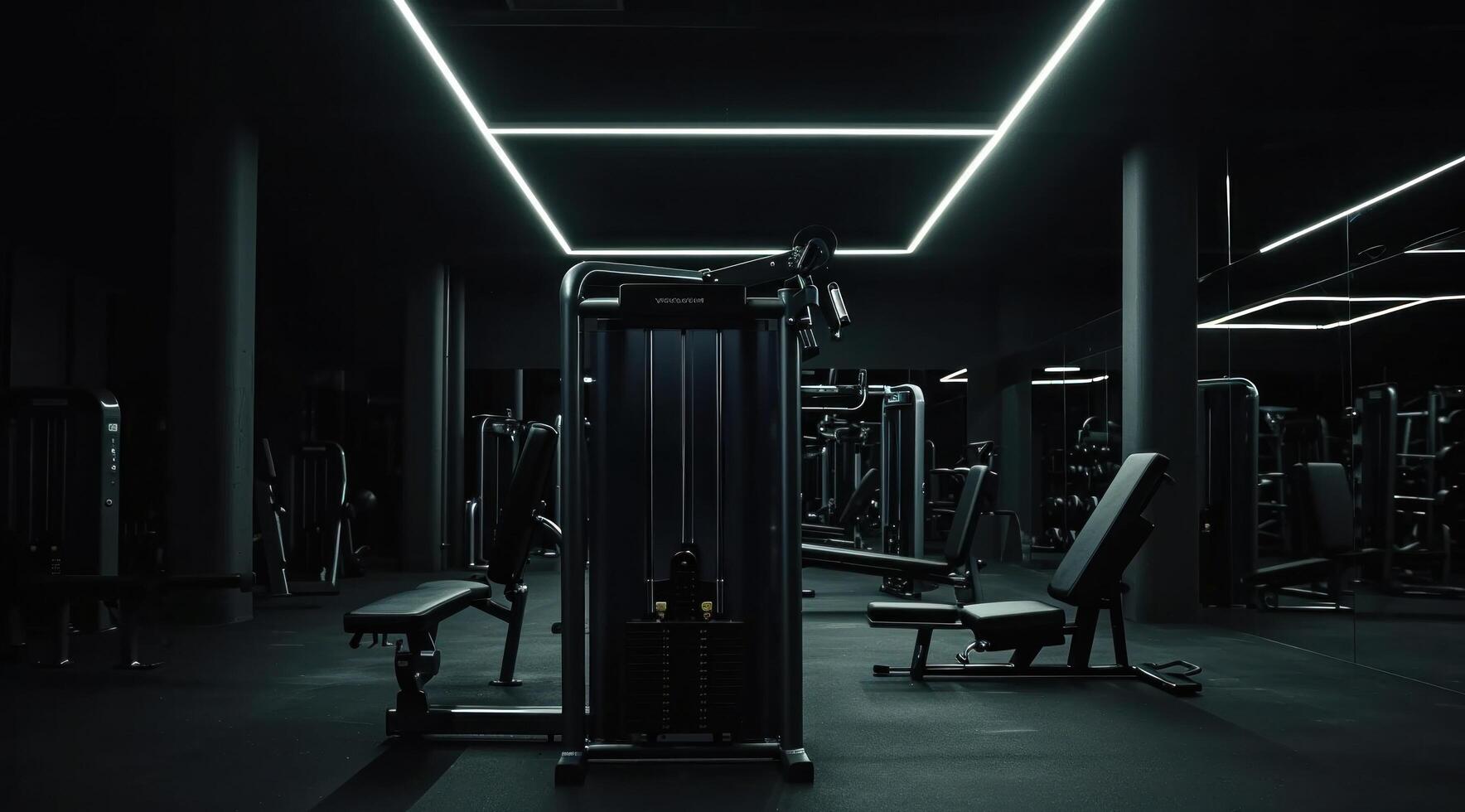 AI generated exercise machines in a gym photo