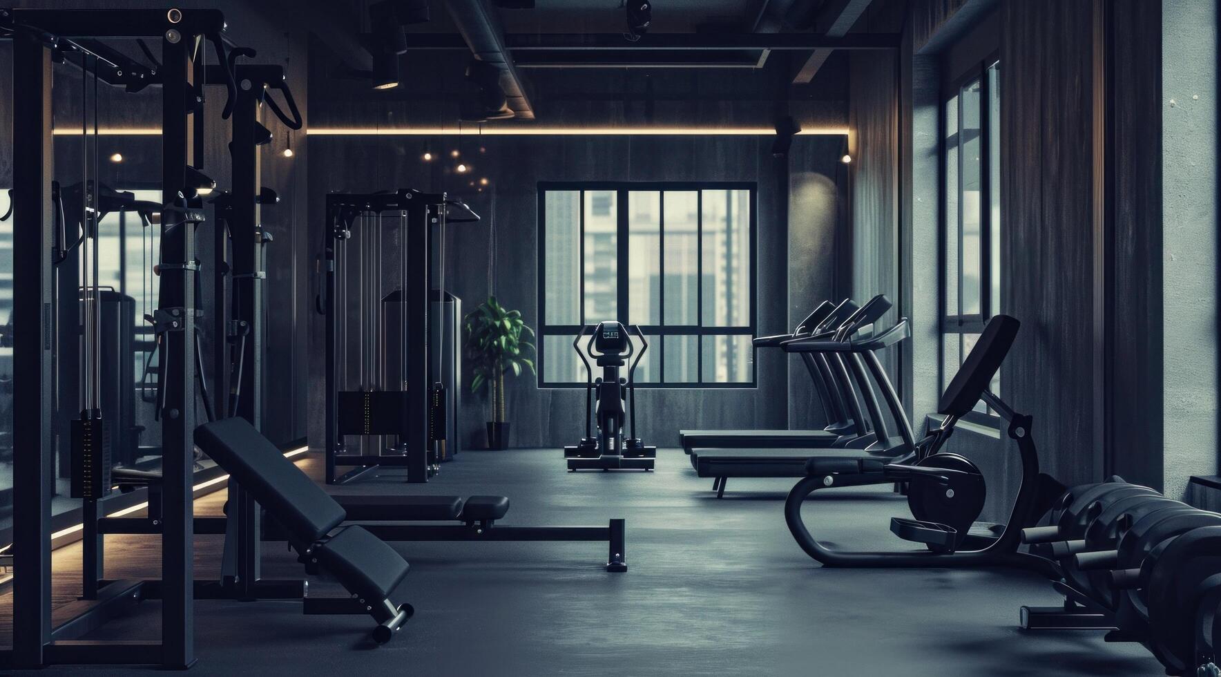 ai generado ejercicio máquinas en un gimnasio foto