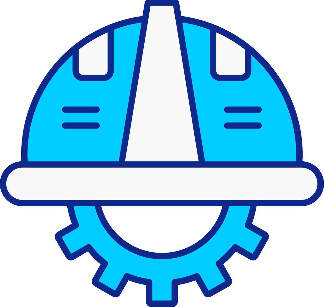 Saftey Helmet Blue Filled Icon vector