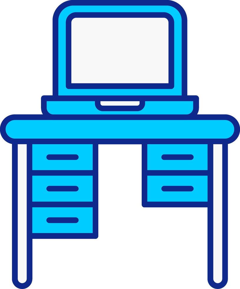 oficina escritorio azul lleno icono vector