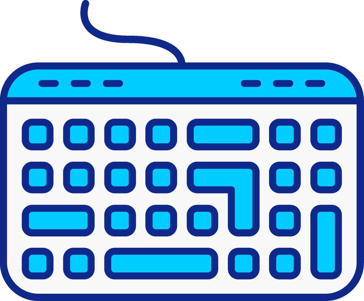 teclado azul lleno icono vector