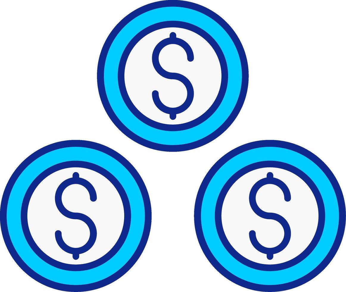 Dollar Coins Blue Filled Icon vector