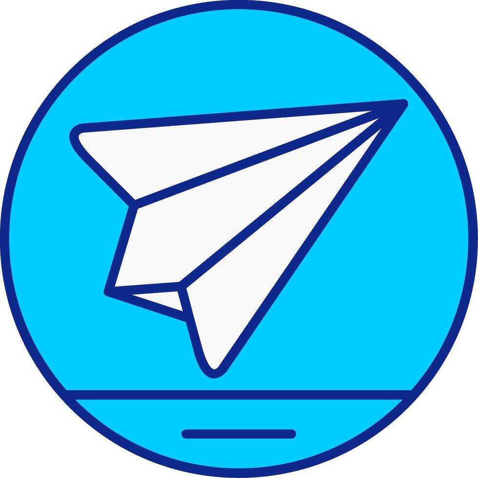 papel avión azul lleno icono vector