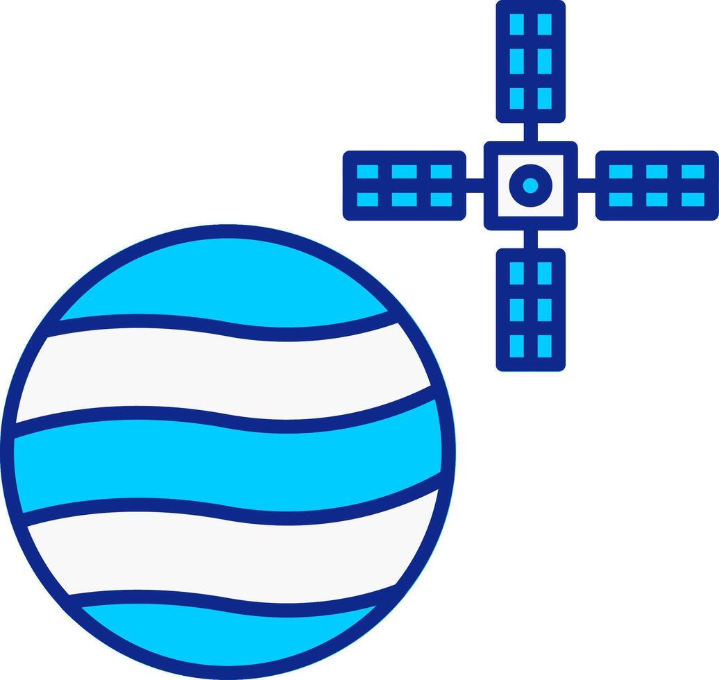 Venus With Satellite Blue Filled Icon vector