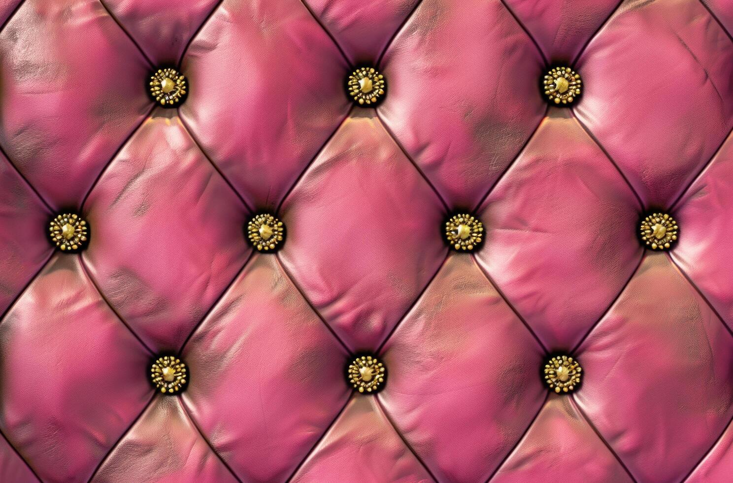 AI generated pink leather background with stitching and metal details for fashion design photo