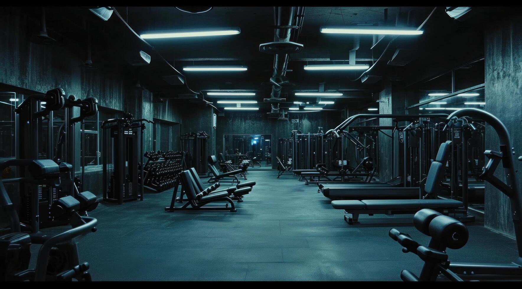 AI generated gym with many equipments photo