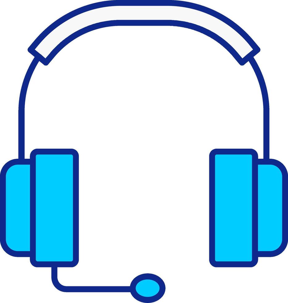 auriculares azul lleno icono vector