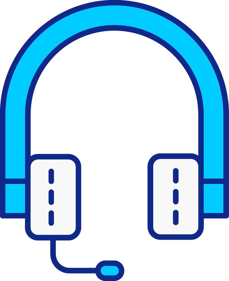 auriculares azul lleno icono vector