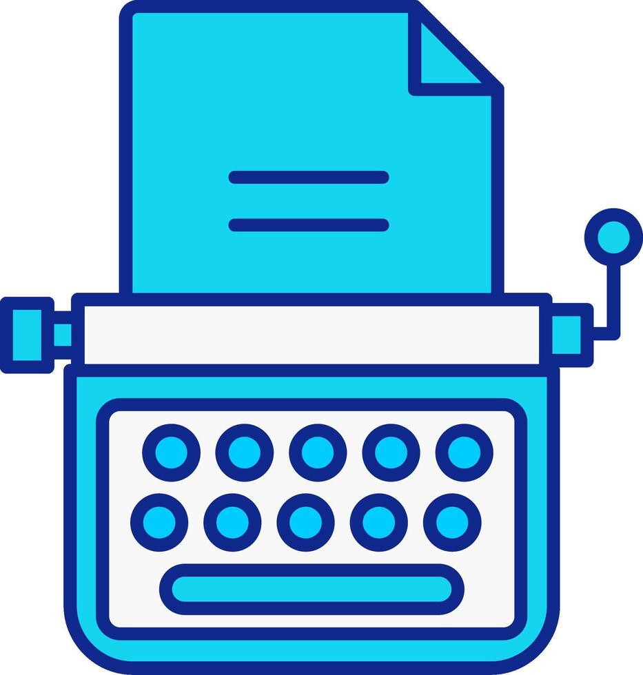 máquina de escribir azul lleno icono vector