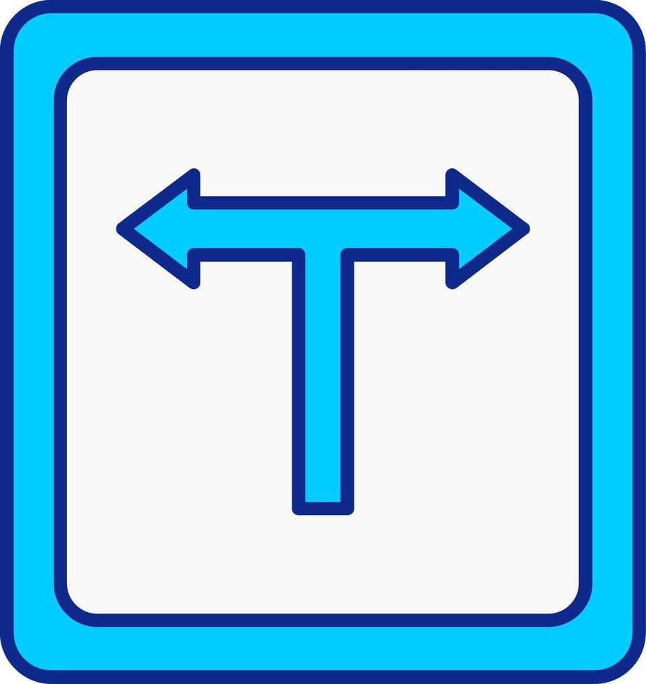 T Junction Blue Filled Icon vector