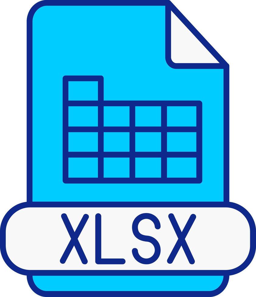 Xlsx Blue Filled Icon vector