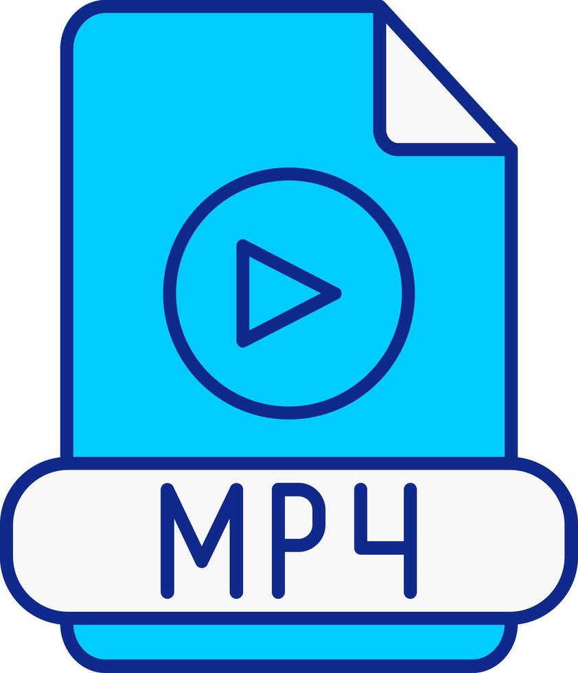 mp4 azul lleno icono vector