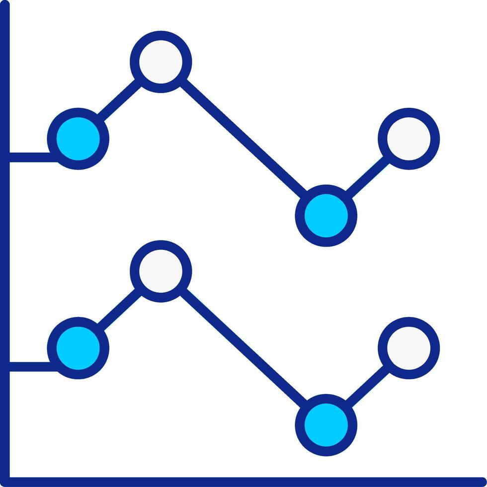 Line Chart Blue Filled Icon vector