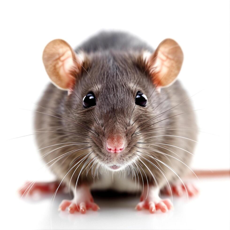 AI generated Rat face isolated on white background photo