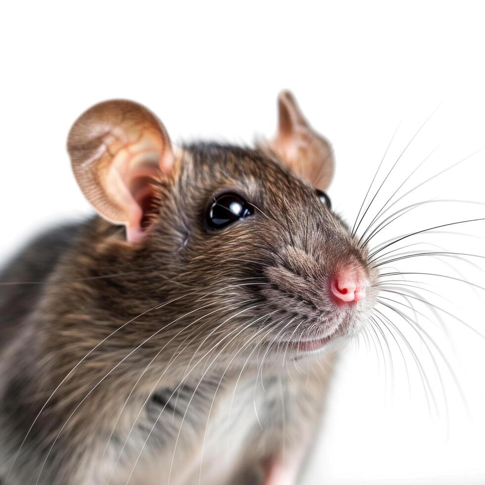 AI generated Rat face isolated on white background photo