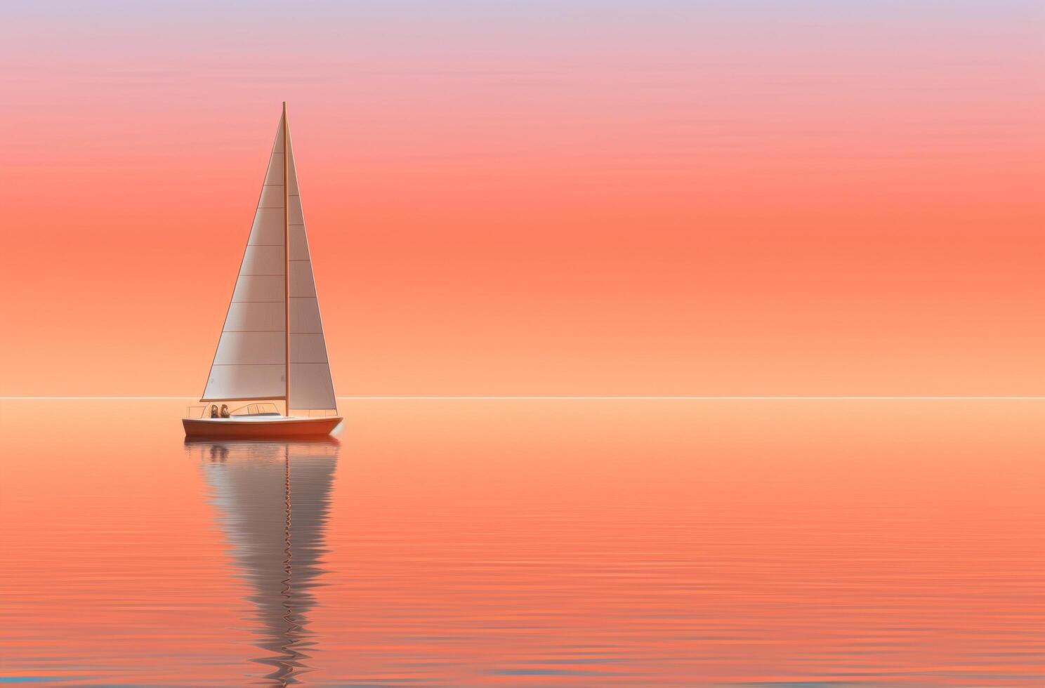 AI generated sunset light reflecting on a sailboat photo