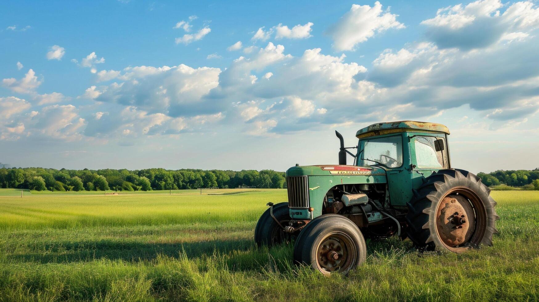 AI generated Farm tractor advertisment background with copy space photo