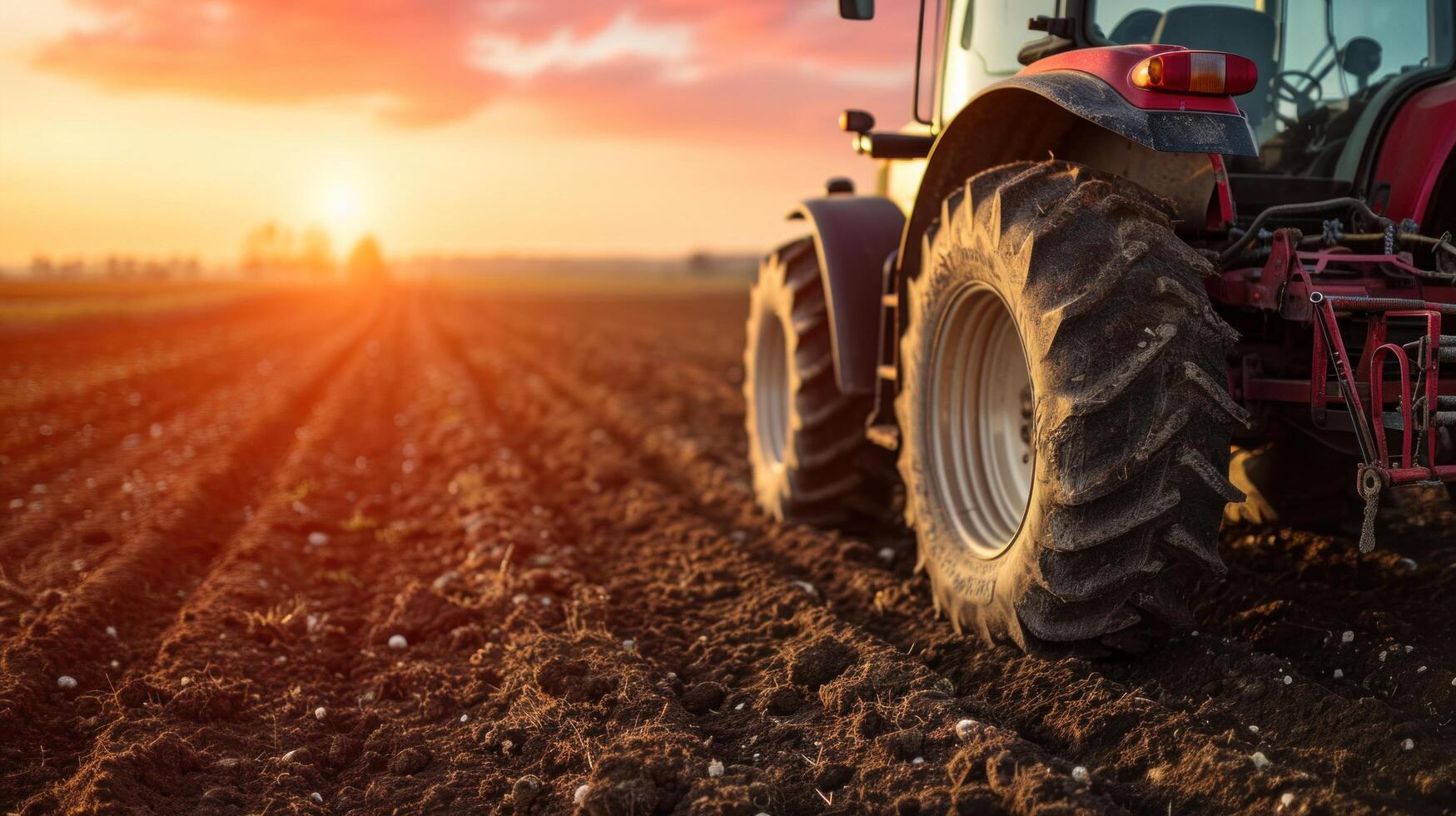 AI generated Farm tractor advertisment background with copy space photo