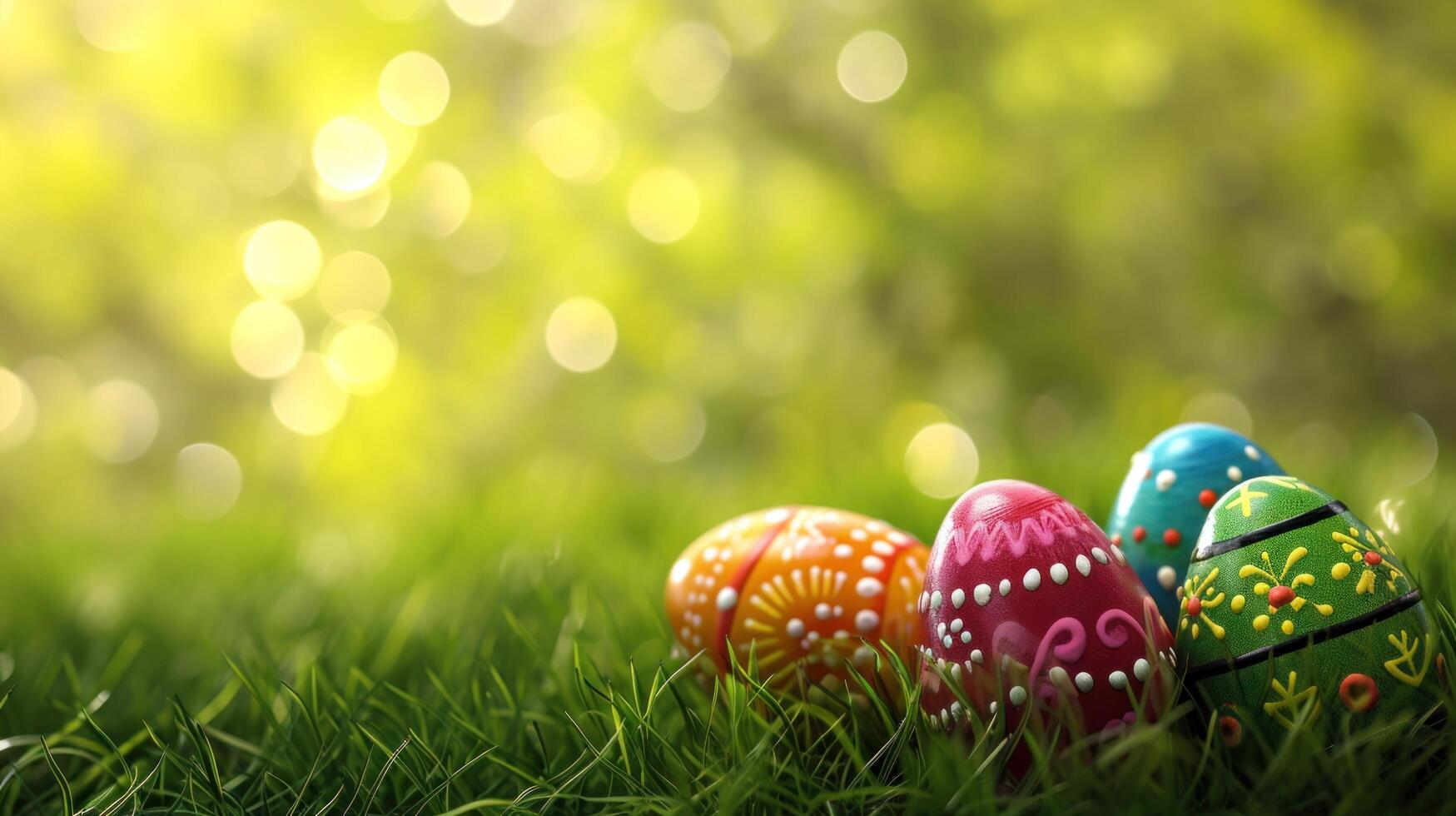 AI generated Easter advertisment background with copy space photo