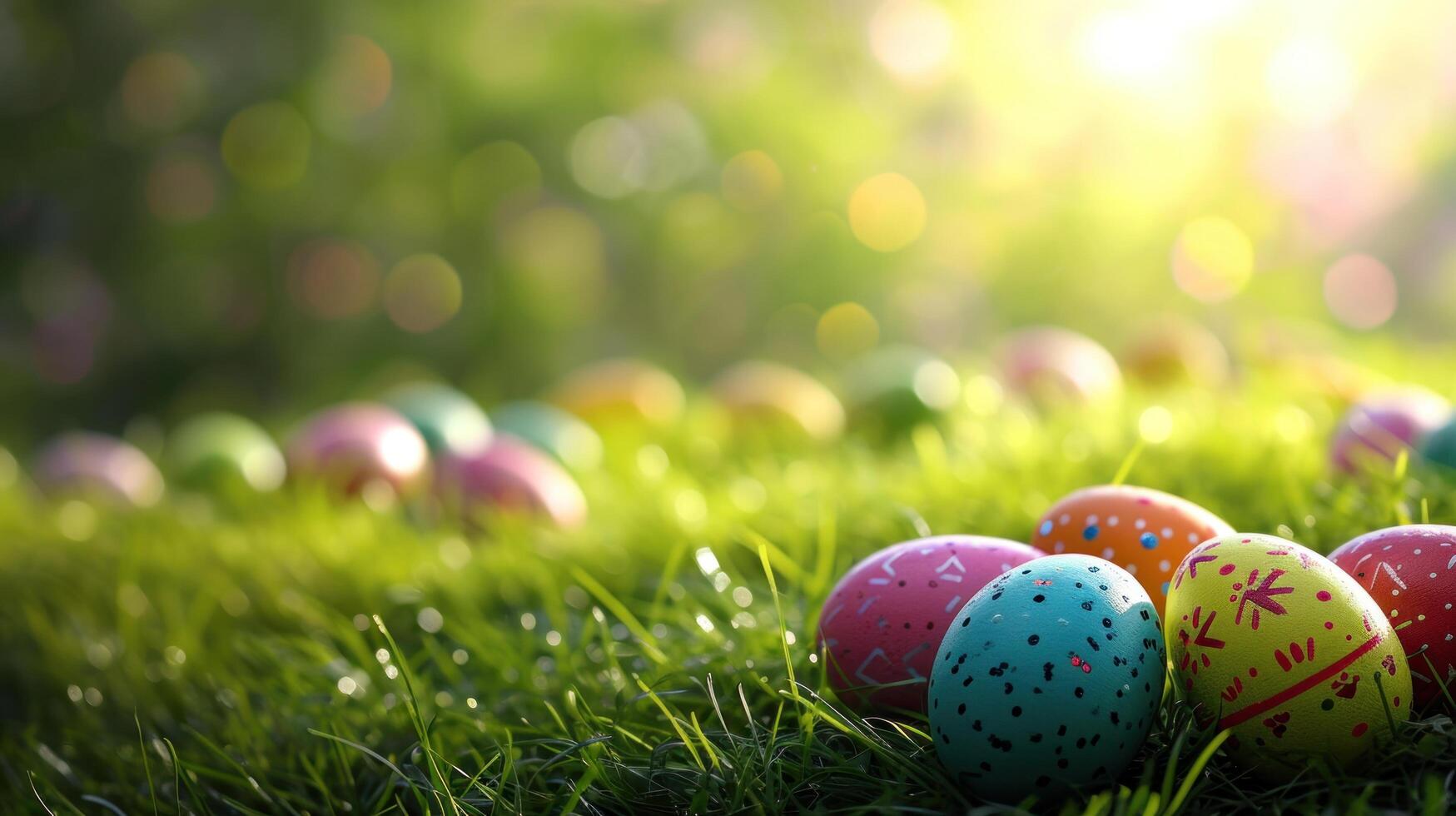 AI generated Easter advertisment background with copy space photo