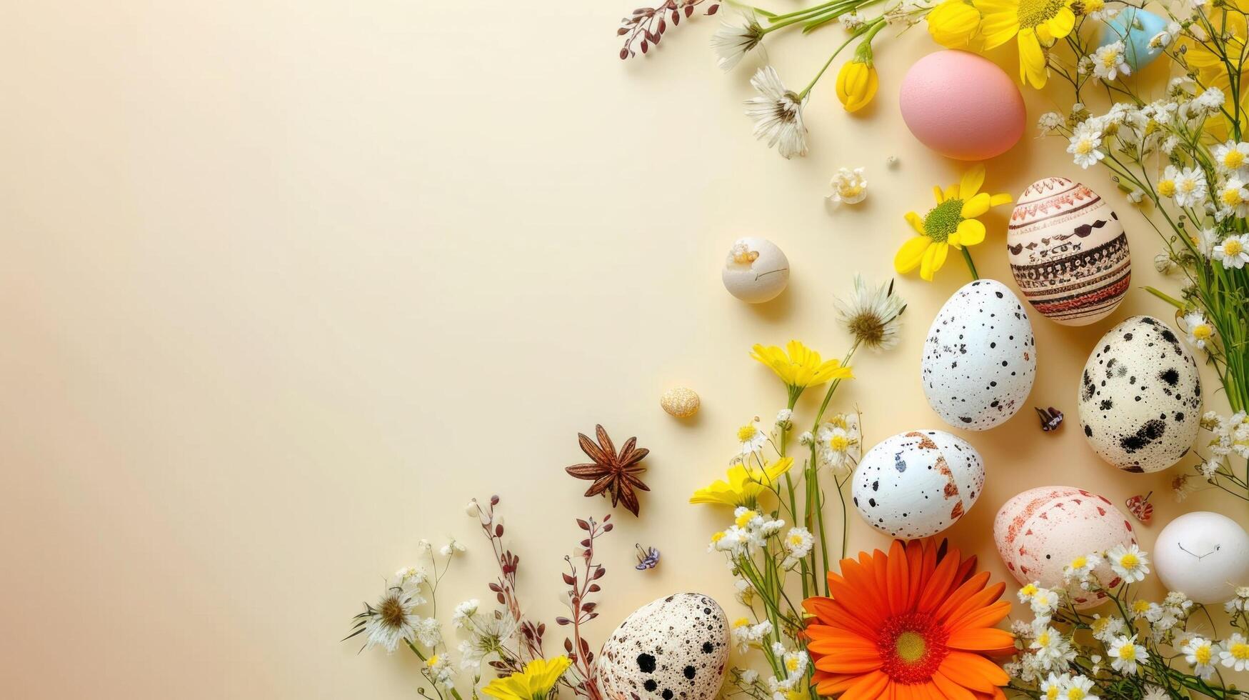 AI generated Easter advertisment background with copy space photo